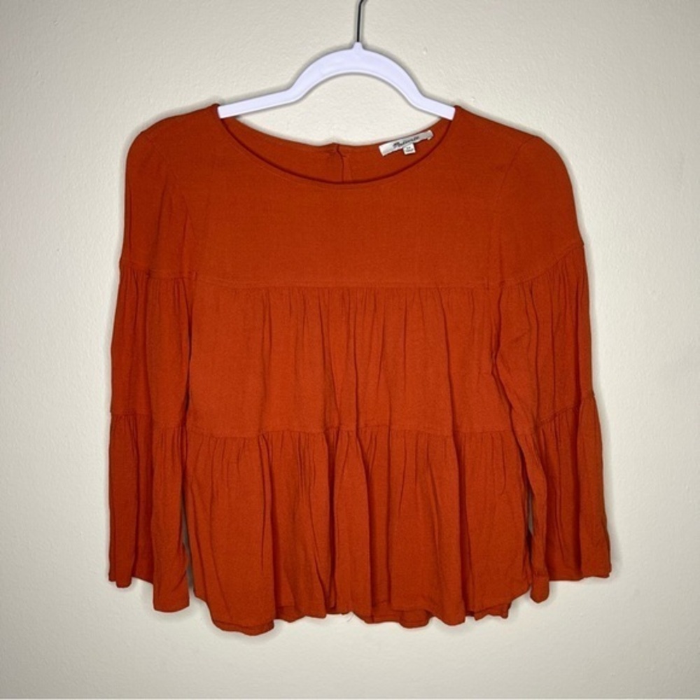 Madewell Cottagecore Button Back‎ Tiered Flare Boho Swing Top